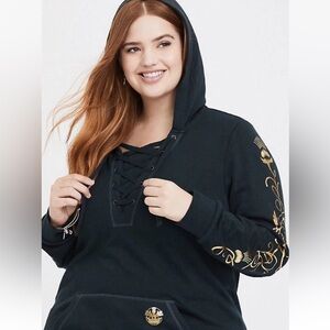 Outlander Hoodie With Lace Up Neck Line